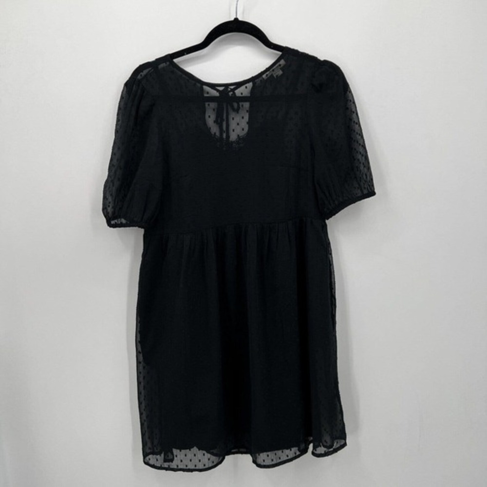 American Eagle Dress Babydoll Sheer Lined Swiss Dot Puff Sleeve